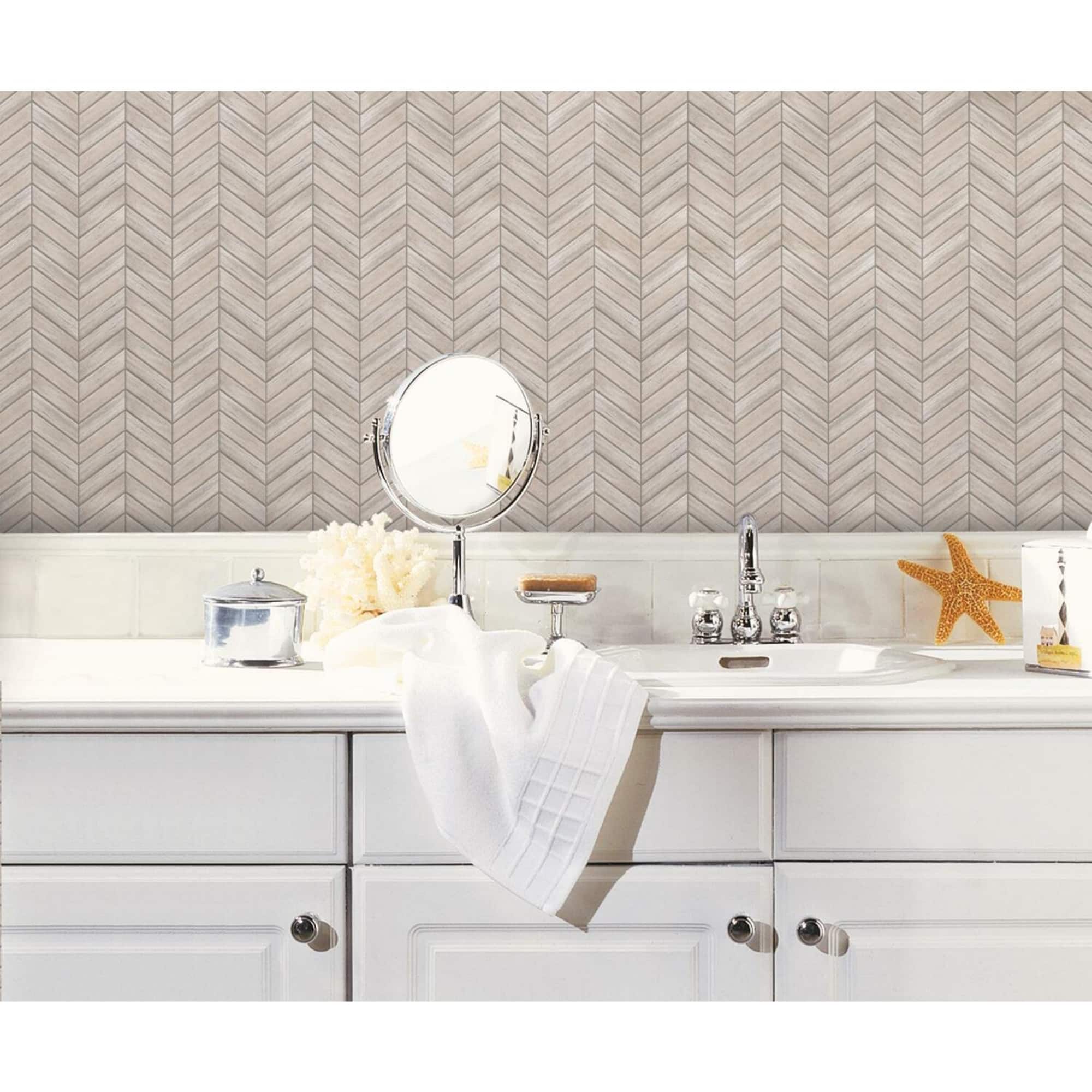 RoomMates Chevron Distressed Wood Backsplash StickTiles®